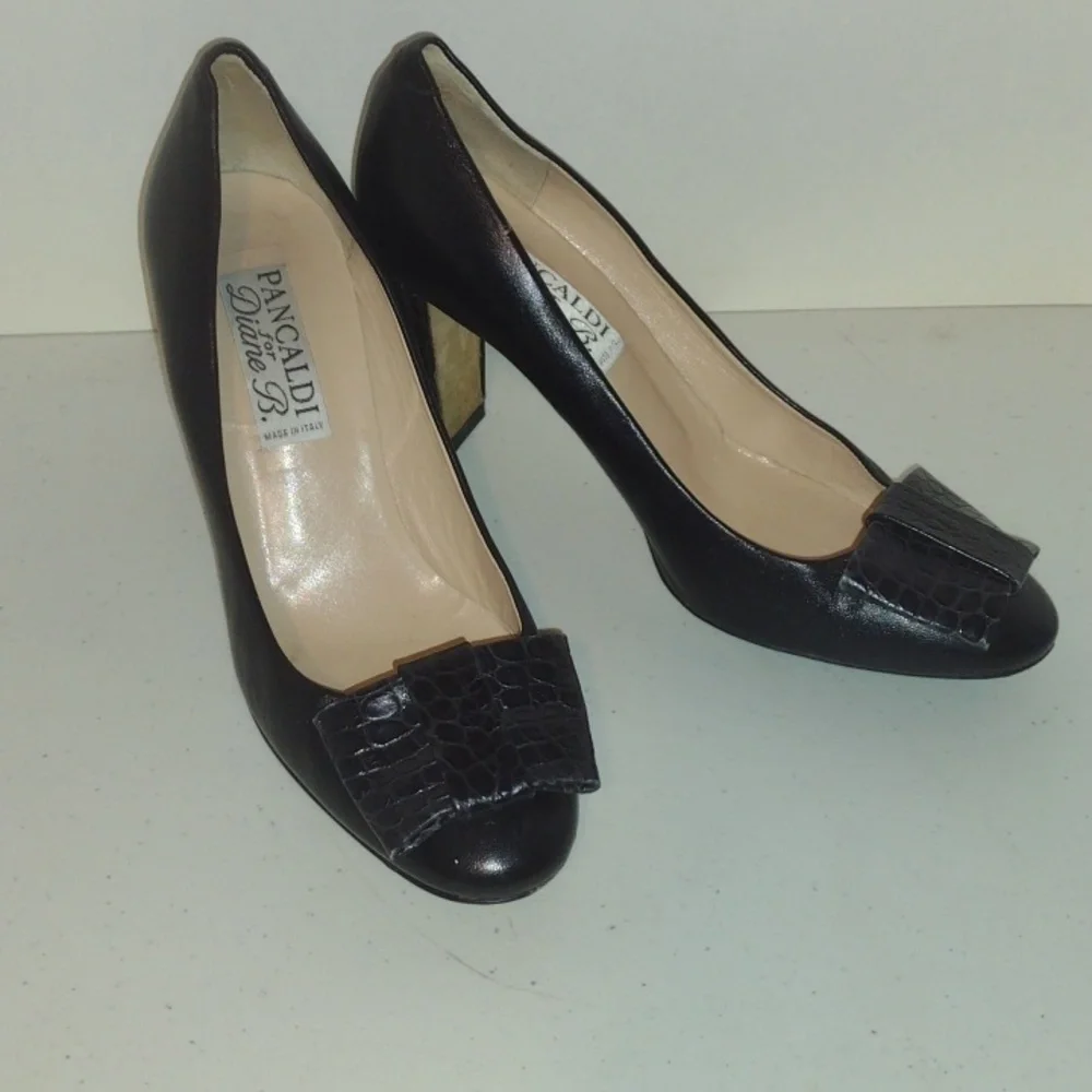 Pancaldi for Diane B. Women's Black Leather Pump size 38 and a half